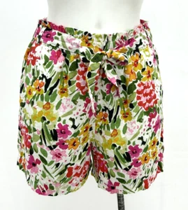 Ex Papaya Floral Linen Blend Tie Waisted Shorts Size8 10 12 14 16 18 20 22 - Picture 1 of 8