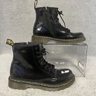 Dr. Martens Junior 1460 Black Patent Leather Yellow Thread Lace Up Boots Size 4