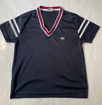 Camisa De Colección Union Bay Adolescente Mujer’s Azul Marino Rayas Y2K Años 90’s Talla Mediana Cuello en V Foto 1 de 4