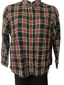 Camicia donna L.L Bean grande in flanella vestibilità rilassata scozzese a quadri rosso cotone - Foto 1 di 11