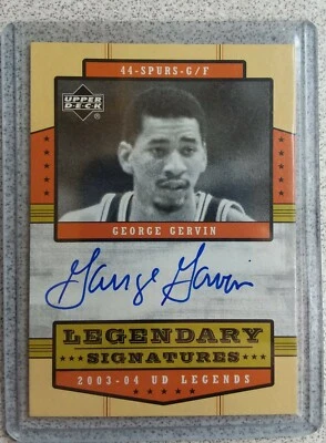 2003-04 UD Legends LEGENDARY SIGNATURES Geoge Gervin, Iceman, San Antonio Spurs - Image 1 of 2