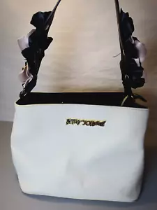 Betsey Johnson Handtasche creme weiß schwarz pink 3D Blumen Riemen Fun Handtasche - Bild 1 von 14