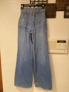 Vtg N’est Ce Pas Lite Blue Washed High Waisted Jeans Bells 25”Wx36”Hx32.5”Lx22”B - Picture 1 of 10