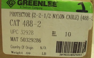 TEXTRON GREENLEE NYLON CABLE PROTECTOR P/N: 488-2  - Image 1 of 4