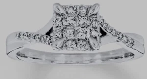Kay Jewelers Diamond engagement ring 1/3 ct tw Princess cut 10k White Gold Set - Picture 1 of 1