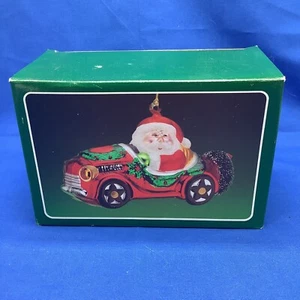 Adorno de Papá Noel de vidrio mercurio de 7,5" en coche - Imagen 1 de 8