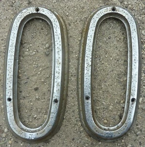 1950 50 Studebaker Tail Light Trim Bezels Chrome Pair LH RH Left Right Hand OEM - Picture 1 of 11