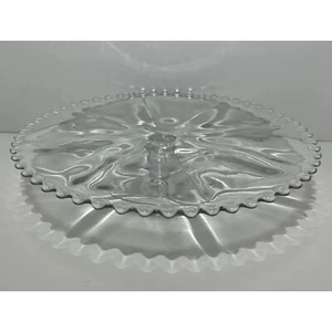 Piatto da portata rotondo in vetro 10" piedistallo per torte bordo increspato - Foto 1 di 4