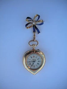 Beautiful Original Rare 18K Solid Gold 1880 Heart Pocket Watch Enamel Diamond ❤️ - Picture 1 of 11