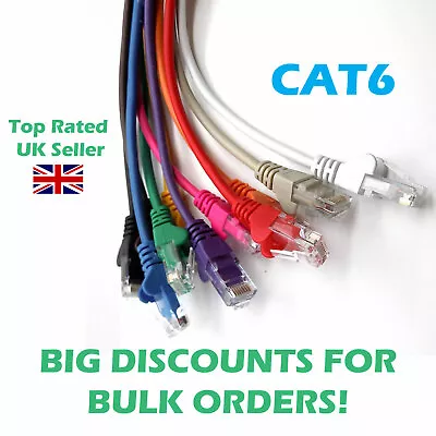 CAT6 RJ45 Ethernet Cable Network LAN Patch Lead Fast Speed Router to PC NEW Lot - Image 1 of 4