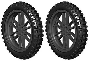 2 Lego XL MOTOCROSS Tire + Wheel  (technic,bike,bicycle,trial,motorcycle,dirt) - Picture 1 of 4