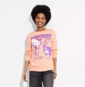 Sanrio Hello Kitty & Friends XXL Sweatshirt Orange Peach Kindness Matters New - Picture 1 of 5