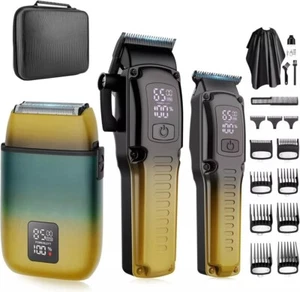 Professional Cordless Barber Clippers & Zero Gap Trimmer Set for Men, 8500 RPM - Picture 1 of 6