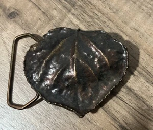 Vintage 1974 Bergamotte Messing Werke Aspenblatt Gürtelschnalle - Bild 1 von 5