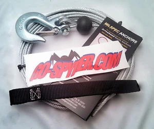 ATV 3/16" x 50' Gal Steel Winch Cable, Hook , Tether & BALL STOP - Foto 1 di 1