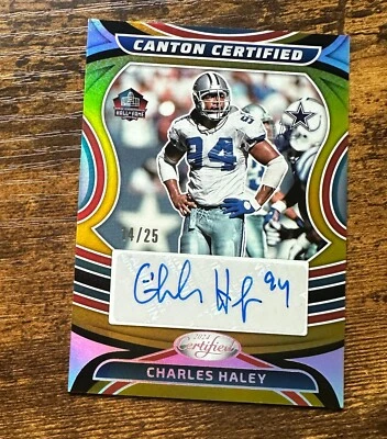 Espejo retrovisor automático dorado #18 Charles Haley/25 #X13550 certificado Canton 2024 Foto 1 de 2