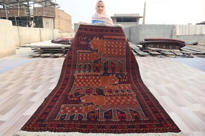 3x6 Lions Pattern Hand-Made Baluchi Fine Quality Rug..  Details Size BeloW - Image 1 of 4