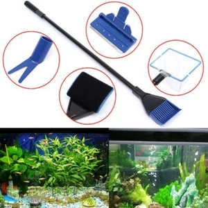 Water Aquarium Cleaning Tool 5 in1 Fish Tank Gravel Vacuum Glass Cleaner Brush - Picture 1 of 14