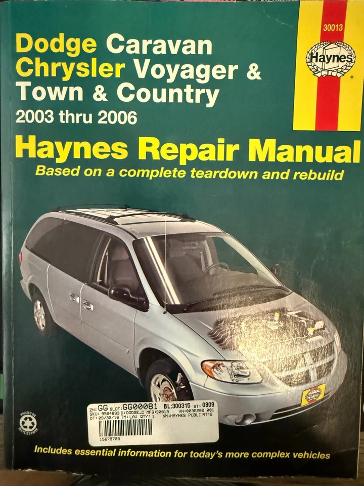 Haynes Dodge Caravan, Plymouth Voyager, Chrysler T&C 03-06 Repair Man 30013 Foto 1 de 1