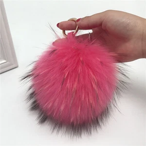 15cm/6" Grande Real Piel de Mapache Bola PomPom Llavero Bolso Dije Borlas Pandent - Imagen 1 de 12