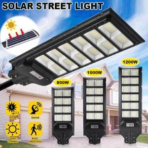Commercial 100000000LM Dusk to Dawn Solar Street Light Outdoor Area Flood Lights - Picture 1 of 30