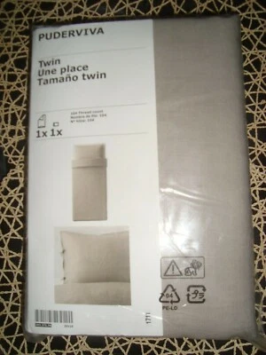 IKEA PUDERVIVA Beige Duvet Cover with Pillowcase Natural 100 % Linen TWIN - NEW - Image 1 of 4