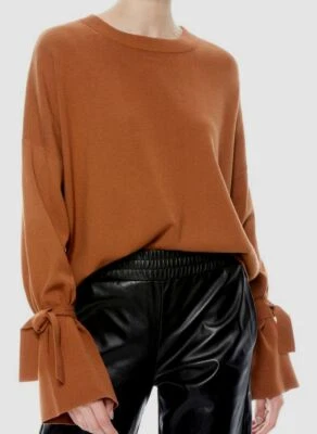 Suéter Alice+Olivia Para Mujer Marrón Cuello Redondo Relajado Puño Corbata Talla X-Pequeño $295 Foto 1 de 4