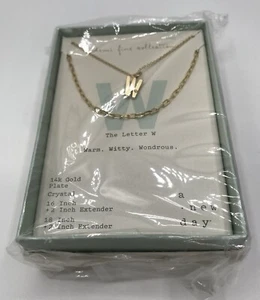 A New Day Women's Necklace 14k Gold Plated Monogram Letter W - Gifts for Her - Picture 1 of 5