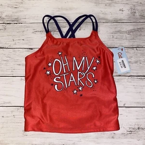 Cat & Jack Size S 6 6X Swim Top OH MY STARS Patriotic 4th Of July Tankini - Picture 1 of 4