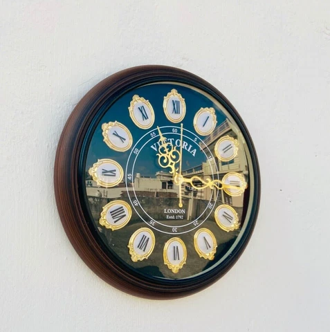 Brass Marina Vintage Wall Clock Black Dial Hanging Top Styles Clock Handmade Cover