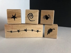 Halloween Dingbats Wood Mounted Rubber Stamp Set of 5 Stamps Close To My Heart  - Picture 1 of 8