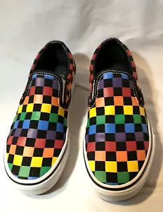 Vans Classic Slip-On Rainbow Checkerboard W size 6.5 Slip on Sneakers - Picture 1 of 13
