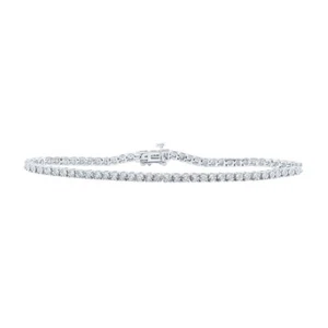 Sterling Silver Womens Round Diamond Single Row Fashion Bracelet 1/3 Cttw - Picture 1 of 2