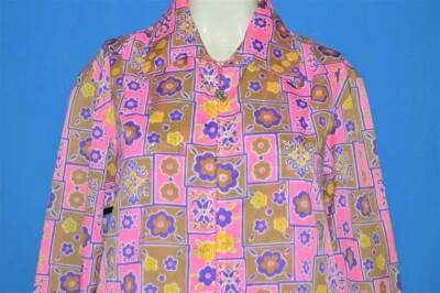 CHAQUETA DE MUJER HIPPY VINTAGE AÑOS 70 COBERKNIT FLOR ROSA BRILLANTE PÚRPURA TALLA 16 Foto 1 de 4