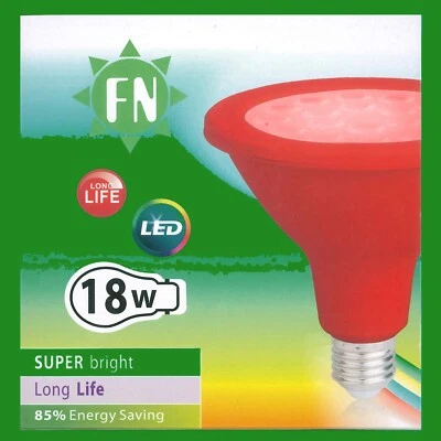 2x 18W PAR38 Red Coloured LED Flood Reflector ES E27 Light Bulb Lamp - Image 1 of 4