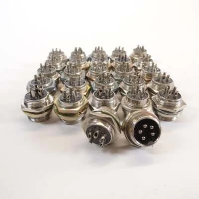 Conectores de soldadura circular roscados de montaje en chasis de 5 pines - LOTE DE 27 Foto 1 de 4