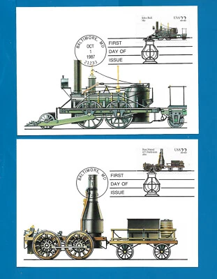 Scott 2362 - 2365 Loconotives Oct 1, 1987 USPS Maxi Cards FDC BOX A - Image 1 of 3