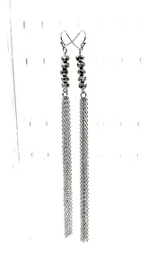 Nine West Silber Kristall Perlen Kette Quaste Statement Schulter Staub Ohrringe - Bild 1 von 8