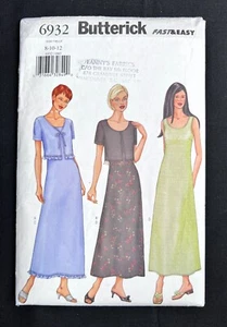 Butterick 6932 Misses Top & Dress Fast & Easy 2000 Pattern size 8-10-12 Uncut - Foto 1 di 3