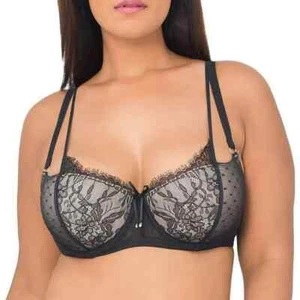 Sujetador Demi Push-Up Inteligente y Sexy Para Mujer con Curvas Doble Correa, Estilo SA902 Encaje Bling - Imagen 1 de 6