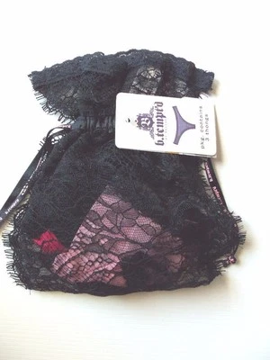 3 Pares Wacoal b.tempt'd PEQUEÑAS MARAVILLAS Negro - Rosa - Rojo Tanga Negro Bolso de Encaje L Foto 1 de 4