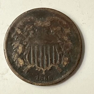 1866 Two Cent Piece. Old U.S. Type Coin. - Picture 1 of 2