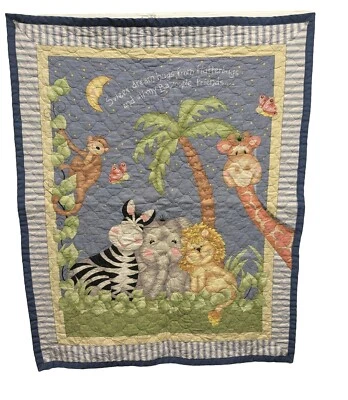 Manta de bebé acolchada de colección de animales de la selva 33"x40" doble cara Foto 1 de 4