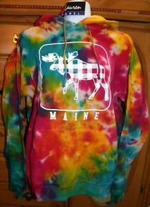 SUDADERA CON CAPUCHA JON LAUREN TIE DYE CON LOGOTIPO MAINE ALCE BOLSILLO DELANTERO TALLA MEDIANA - Imagen 1 de 6