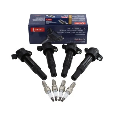 Kit Denso 4 bobinas de encendido y 4 bujías de diseño de ranura en U .035 para Hyundai Kia Foto 1 de 3