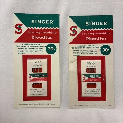 Vintage 1960s SINGER Sewing Machine 3 NEEDLES Size 14 & 16 (15x1) 2020 NOS - Image 1 of 4