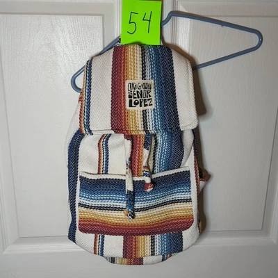 Mochila Senor Lopez de Tela Reciclada Preencogida Multicolor Rayas Foto 1 de 4