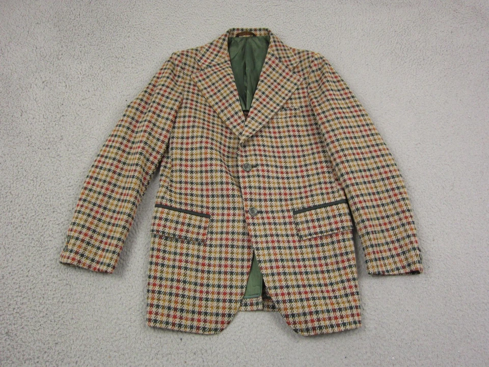Blazer Lee Wald True Vintage Para Hombres 36 Marrón Tweed Poli Chaqueta Mod Años 60 70 Discoteca Foto 1 de 4