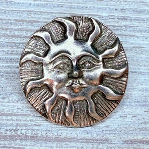 Danforth Pewter Desert Sun Face Pin Silver Tone Lapel Enamel Collectible Jewlery - Picture 1 of 3