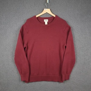 LL BEAN Jumper Mens L Large Red Knit Fisherman Sweater Cotton Crew Neck Pullover - Picture 1 of 8